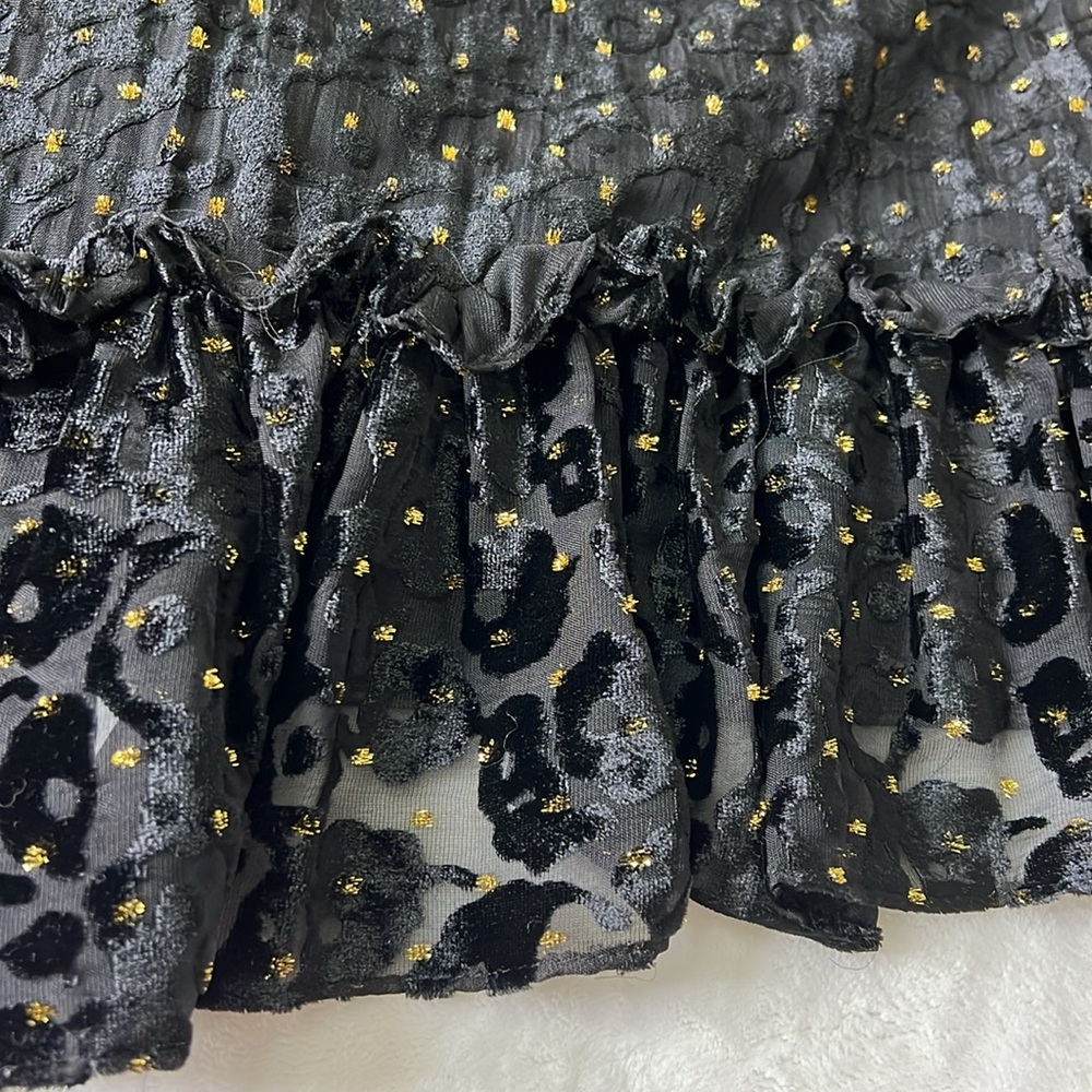 Alex Marie Skylar Velvet Burnout Black Tiered High Neck Special Occasion Dress - Picture 12 of 12